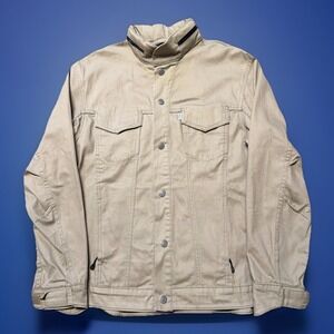 Levis Canvas Trucker Jacket Mens Large Khaki Cotton Blend Stretch